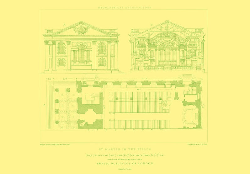 Architectural plan on a yellow background
